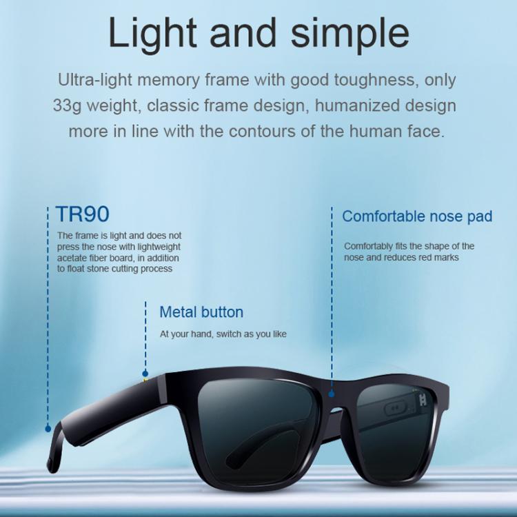 E10 Smart Audio Bluetooth Glasses, Style: Button Style(Black)