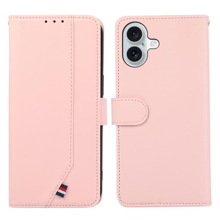 For iPhone 17 ABEEL Delicate Texture Splicing RFID Leather Phone Case(Pink)
