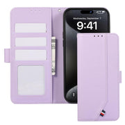 For iPhone 17 ABEEL Delicate Texture Splicing RFID Leather Phone Case(Purple)