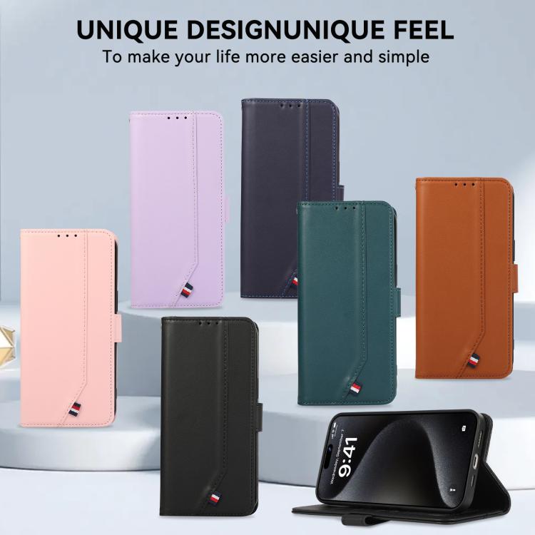 For iPhone 17 ABEEL Delicate Texture Splicing RFID Leather Phone Case(Purple)