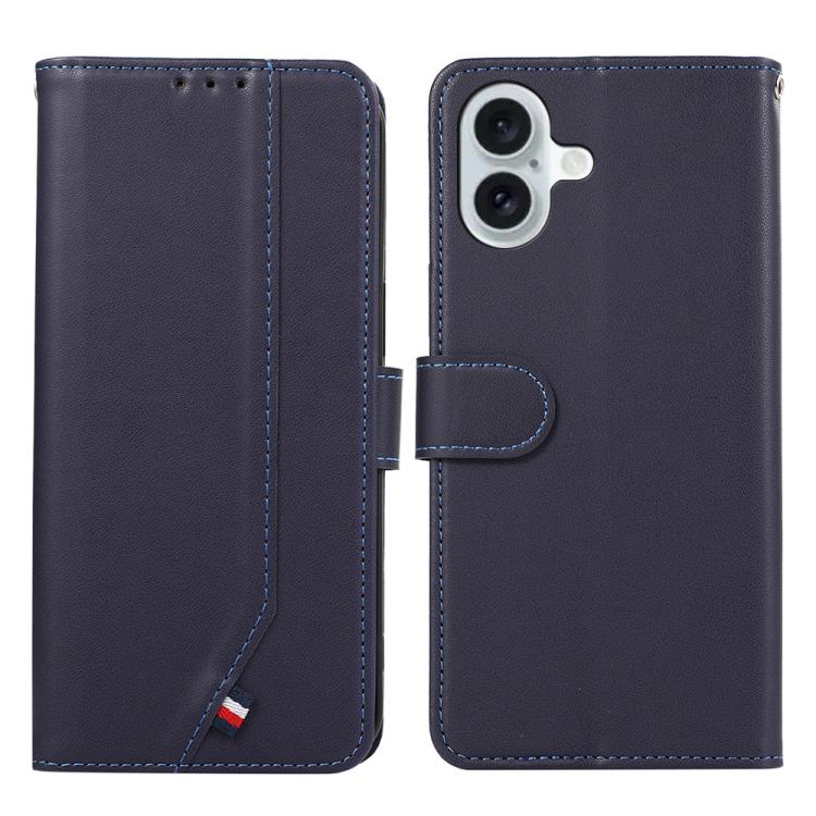 For iPhone 17 ABEEL Delicate Texture Splicing RFID Leather Phone Case(Blue)
