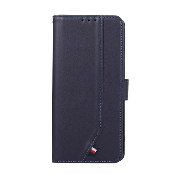For iPhone 17 ABEEL Delicate Texture Splicing RFID Leather Phone Case(Blue)