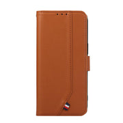 For iPhone 17 ABEEL Delicate Texture Splicing RFID Leather Phone Case(Brown)