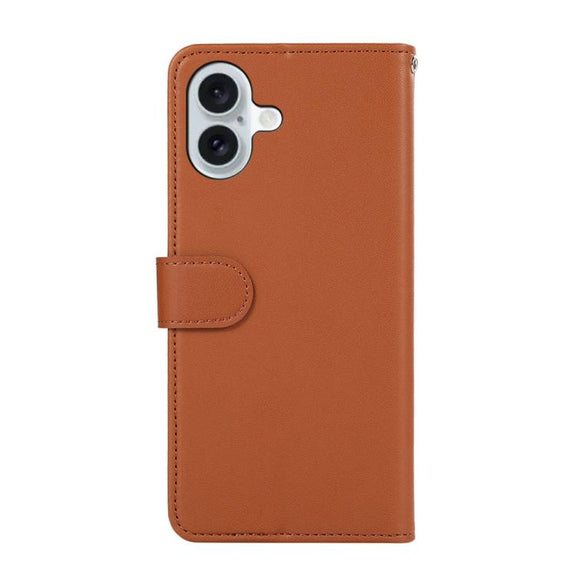 For iPhone 17 ABEEL Delicate Texture Splicing RFID Leather Phone Case(Brown)