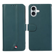 For iPhone 17 ABEEL Delicate Texture Splicing RFID Leather Phone Case(Green)