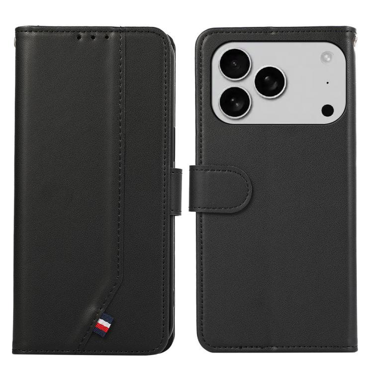 For iPhone 17 Pro ABEEL Delicate Texture Splicing RFID Leather Phone Case(Black)
