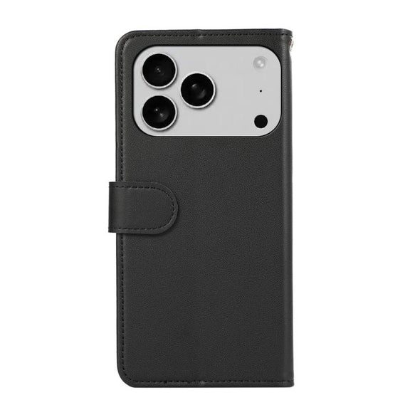 For iPhone 17 Pro ABEEL Delicate Texture Splicing RFID Leather Phone Case(Black)