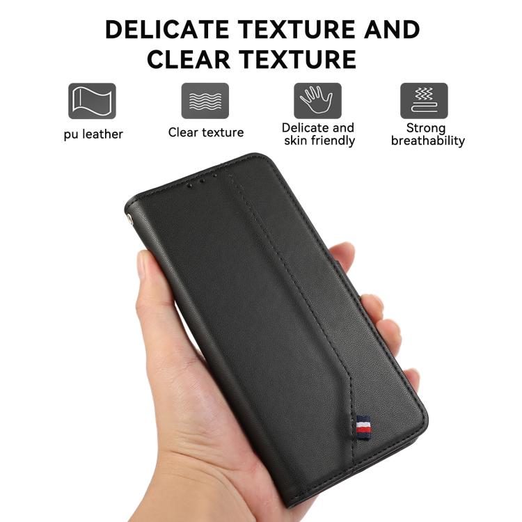 For iPhone 17 Pro ABEEL Delicate Texture Splicing RFID Leather Phone Case(Black)