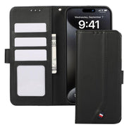 For iPhone 17 Pro ABEEL Delicate Texture Splicing RFID Leather Phone Case(Black)
