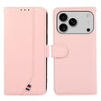 For iPhone 17 Pro ABEEL Delicate Texture Splicing RFID Leather Phone Case(Pink) - free shipping - PMc TechLife - Order now!