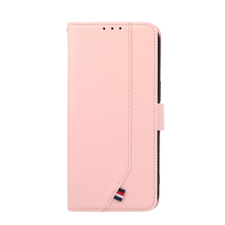 For iPhone 17 Pro ABEEL Delicate Texture Splicing RFID Leather Phone Case(Pink)