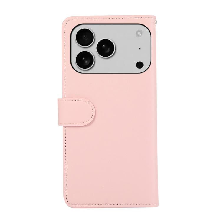 For iPhone 17 Pro ABEEL Delicate Texture Splicing RFID Leather Phone Case(Pink)