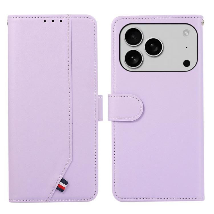 For iPhone 17 Pro ABEEL Delicate Texture Splicing RFID Leather Phone Case(Purple)