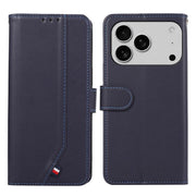For iPhone 17 Pro ABEEL Delicate Texture Splicing RFID Leather Phone Case(Blue)