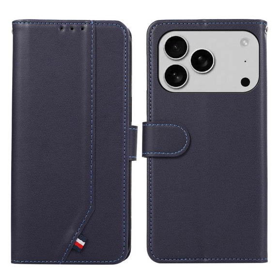 For iPhone 17 Pro ABEEL Delicate Texture Splicing RFID Leather Phone Case(Blue)