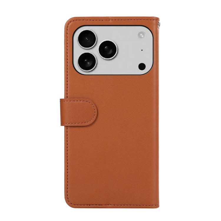 For iPhone 17 Pro ABEEL Delicate Texture Splicing RFID Leather Phone Case(Brown)