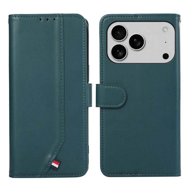 For iPhone 17 Pro ABEEL Delicate Texture Splicing RFID Leather Phone Case(Green)