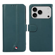 For iPhone 17 Pro ABEEL Delicate Texture Splicing RFID Leather Phone Case(Green)