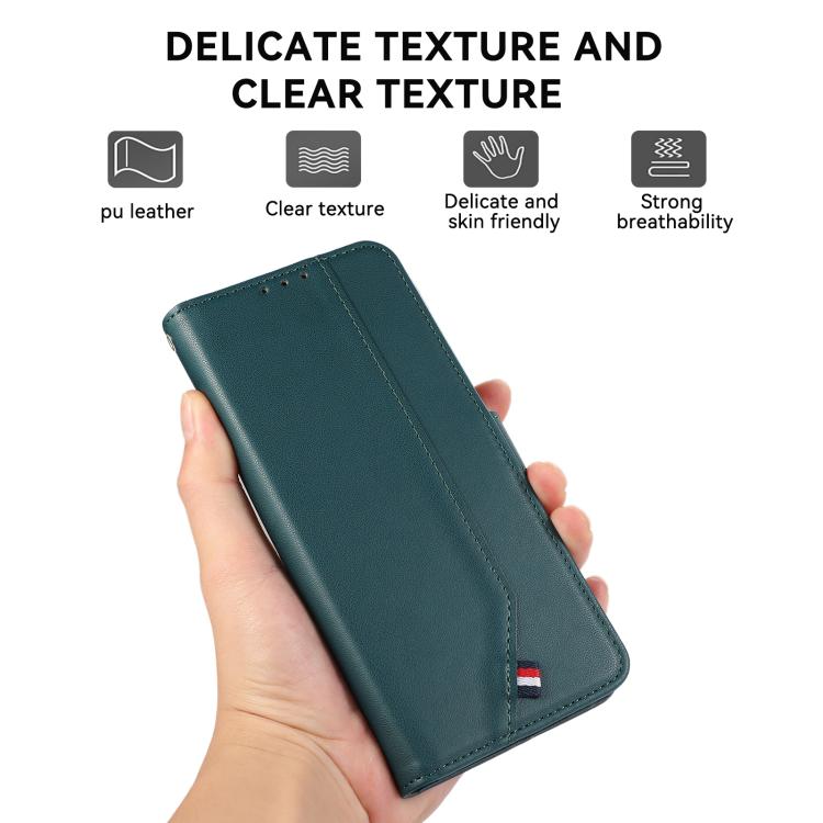 For iPhone 17 Pro ABEEL Delicate Texture Splicing RFID Leather Phone Case(Green)