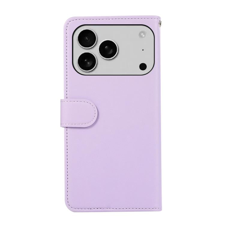 For iPhone 17 Pro Max ABEEL Delicate Texture Splicing RFID Leather Phone Case(Purple)