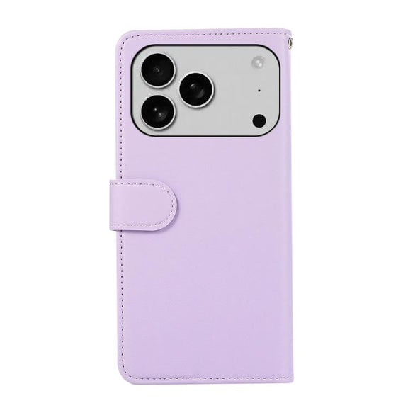 For iPhone 17 Pro Max ABEEL Delicate Texture Splicing RFID Leather Phone Case(Purple)