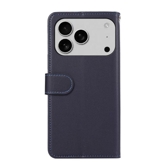 For iPhone 17 Pro Max ABEEL Delicate Texture Splicing RFID Leather Phone Case(Blue)
