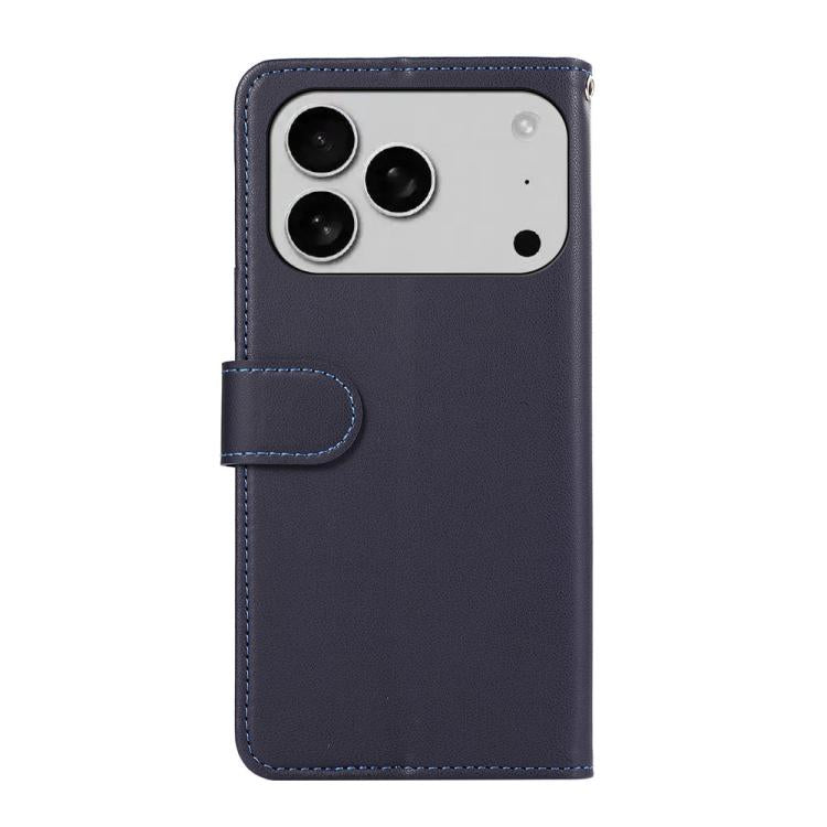 For iPhone 17 Pro Max ABEEL Delicate Texture Splicing RFID Leather Phone Case(Blue)