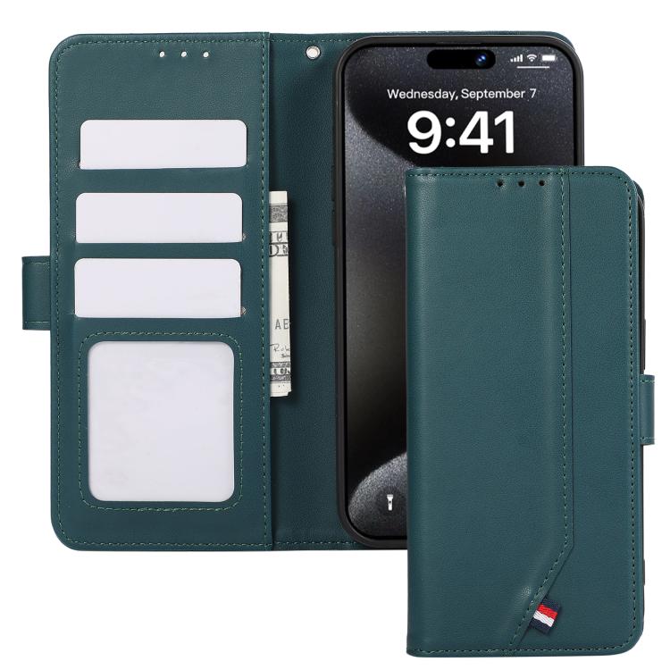 For iPhone 17 Pro Max ABEEL Delicate Texture Splicing RFID Leather Phone Case(Green)