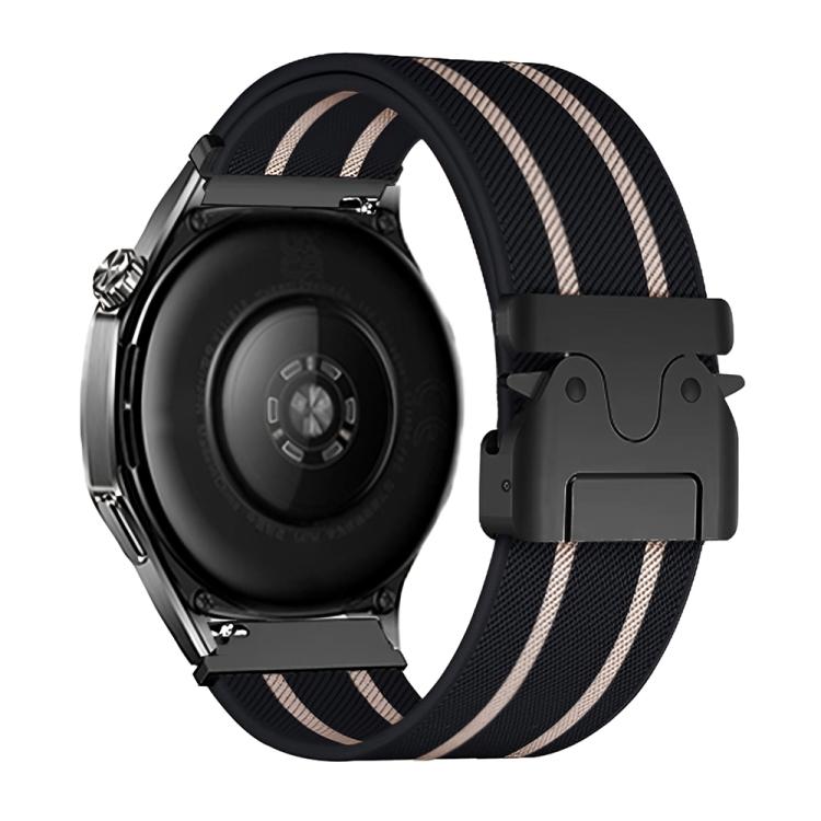 22mm Parachute Buckle Stripe Nylon Elastic Braided Watch Band(Black Starlight)