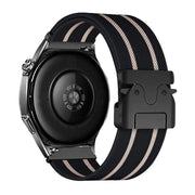 22mm Parachute Buckle Stripe Nylon Elastic Braided Watch Band(Black Starlight)