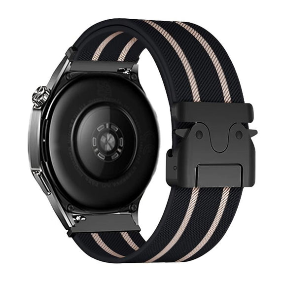 22mm Parachute Buckle Stripe Nylon Elastic Braided Watch Band(Black Starlight)
