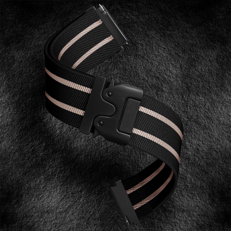 22mm Parachute Buckle Stripe Nylon Elastic Braided Watch Band(Black Starlight)