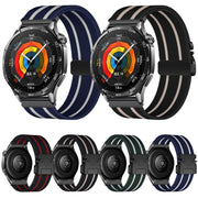 22mm Parachute Buckle Stripe Nylon Elastic Braided Watch Band(Black Red)