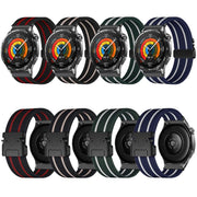 22mm Parachute Buckle Stripe Nylon Elastic Braided Watch Band(Black Red)