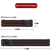 22mm Parachute Buckle Stripe Nylon Elastic Braided Watch Band(Black Red)