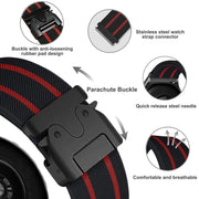 22mm Parachute Buckle Stripe Nylon Elastic Braided Watch Band(Dark Green White)