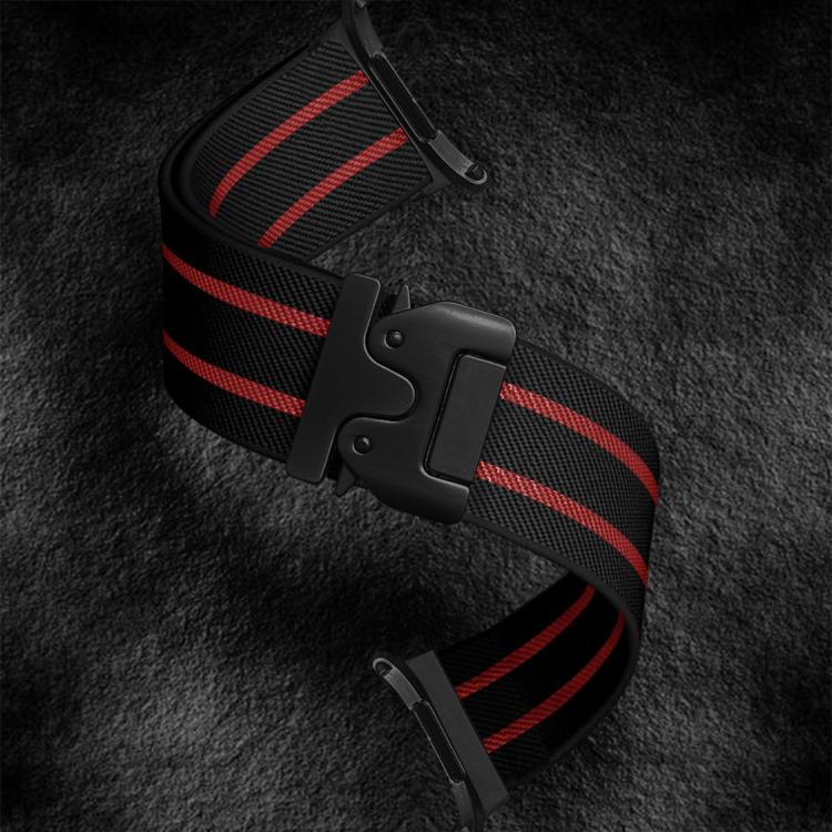 For Samsung Galaxy Watch Ultra 47mm Parachute Buckle Stripe Nylon Elastic Braided Watch Band(Black Red)
