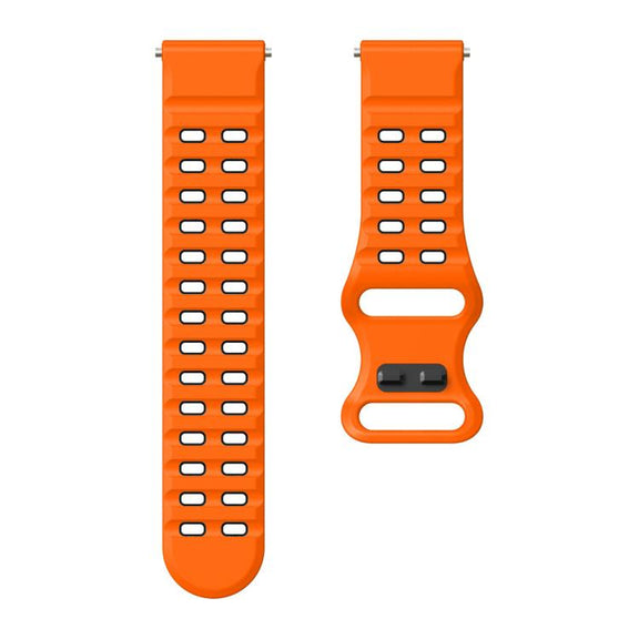 22mm Double-row Hole Studded Buckle Silicone Watch Band(Orange Black)