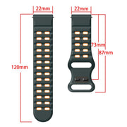 22mm Double-row Hole Studded Buckle Silicone Watch Band(White Blue)