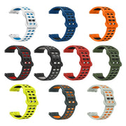 22mm Double-row Hole Studded Buckle Silicone Watch Band(White Blue)