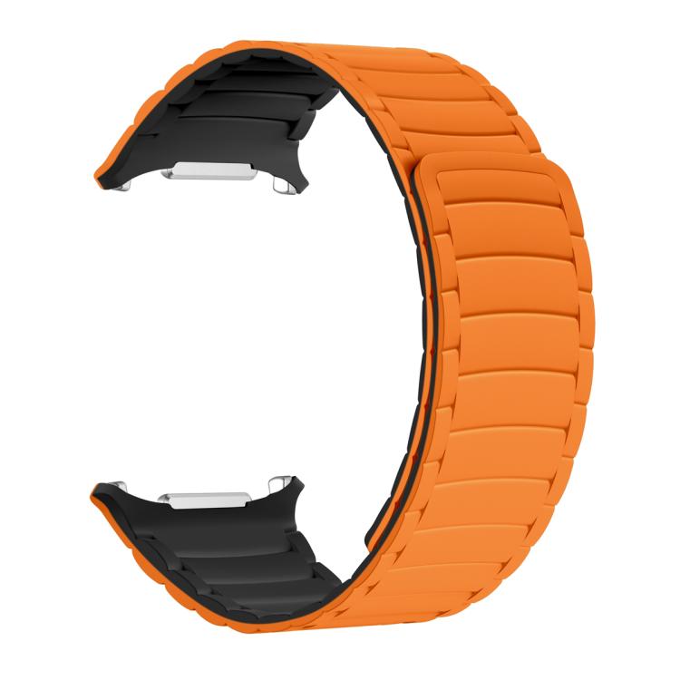 For Samsung Galaxy Watch Ultra 47mm Silicone Sport Magnetic Watch Band(Orange+Black)