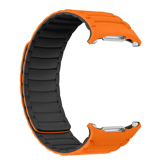 For Samsung Galaxy Watch Ultra 47mm Silicone Sport Magnetic Watch Band(Orange+Black)