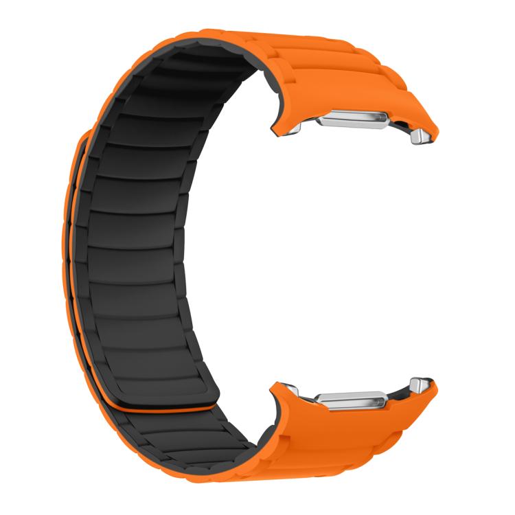 For Samsung Galaxy Watch Ultra 47mm Silicone Sport Magnetic Watch Band(Orange+Black)