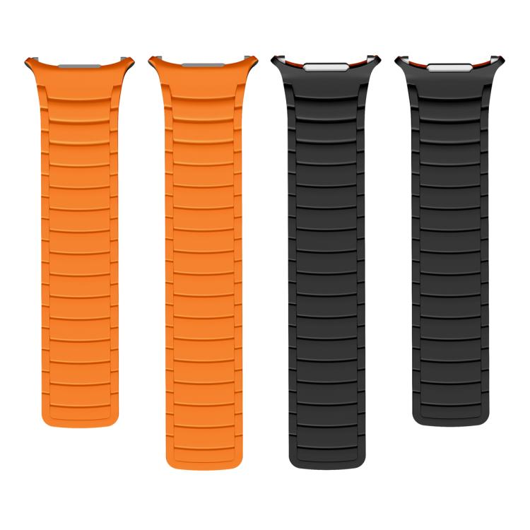 For Samsung Galaxy Watch Ultra 47mm Silicone Sport Magnetic Watch Band(Orange+Black)
