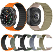 For Samsung Galaxy Watch Ultra 47mm Silicone Sport Magnetic Watch Band(Orange+Black)