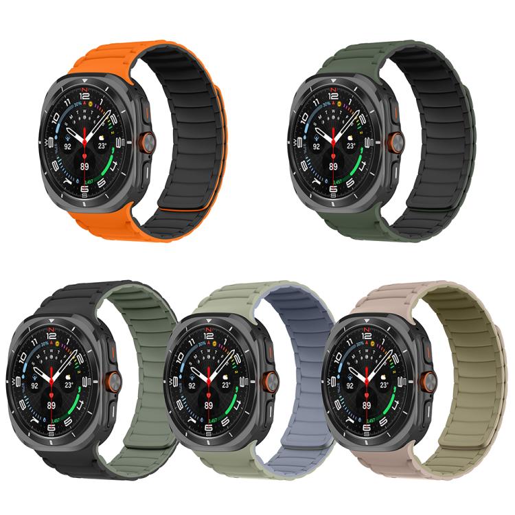 For Samsung Galaxy Watch Ultra 47mm Silicone Sport Magnetic Watch Band(Light Khaki+Light Blue Gray)