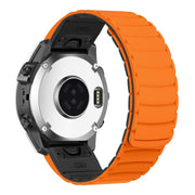 For Garmin Watch 26mm Quick Release Silicone Sport Magnetic Watch Band(Orange+Black)