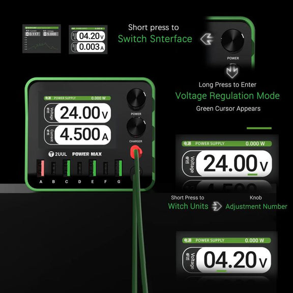 2UUL PC01 POWER MAX 200W Multi-Port Charger Adjustable Voltage Power Supply, Plug:EU Plug