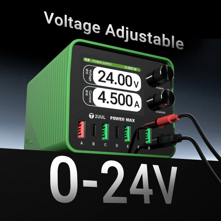 2UUL PC01 POWER MAX 200W Multi-Port Charger Adjustable Voltage Power Supply, Plug:US Plug