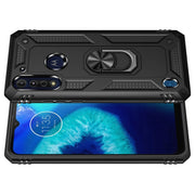 For Motorola Moto G8 Power Lite Shockproof TPU + PC Protective Case with 360 Degree Rotating Holder(Black)